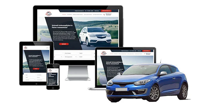 Ankaufseite mobil – Autoankauf Weiterstadt mit rotem PKW